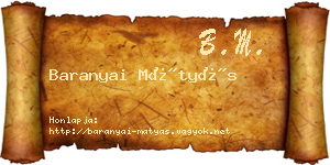 Baranyai Mátyás névjegykártya